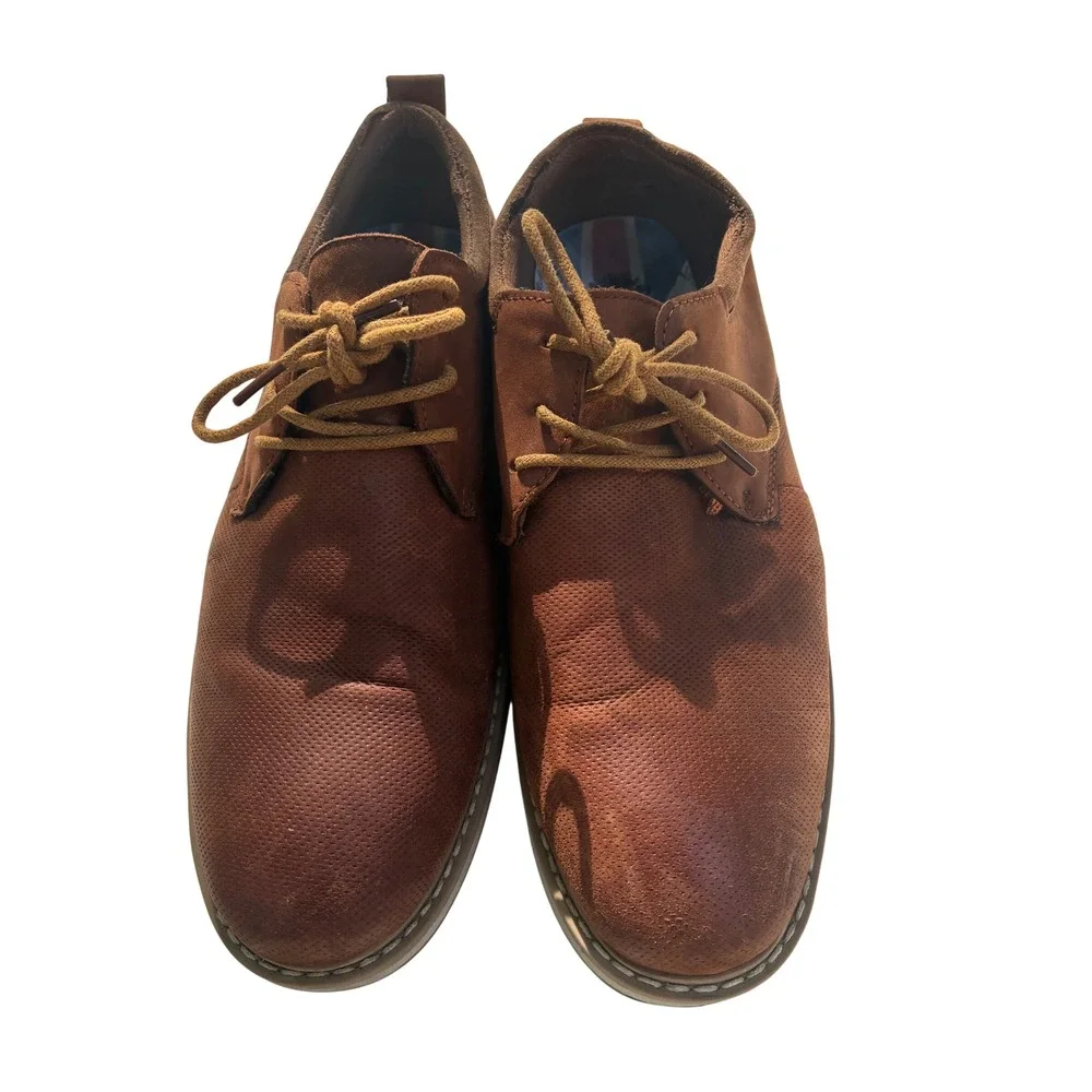 English Laundry Dalton Derby Cognac Brown Perforated Dress Shoes Mens 10.5
